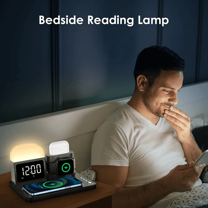 5-in-1 Wireless Charging Station with Night Light &amp; Alarm