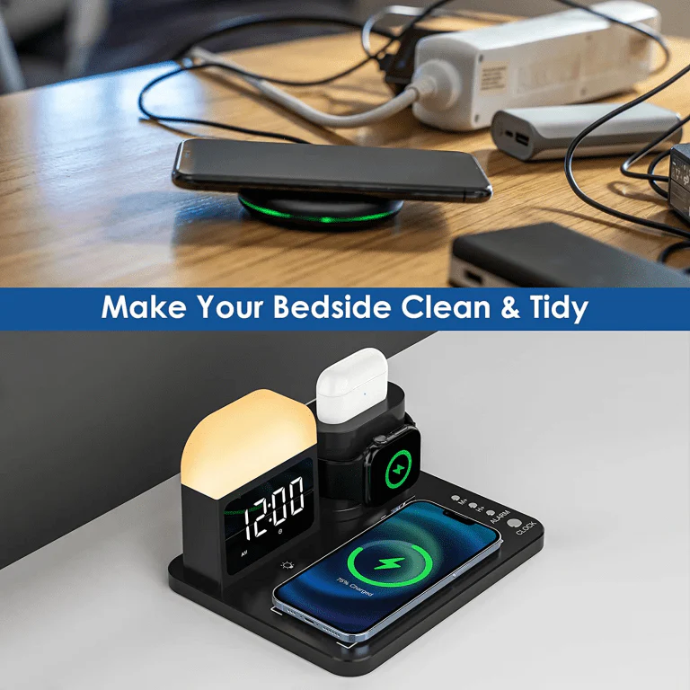 5-in-1 Wireless Charging Station with Night Light &amp; Alarm