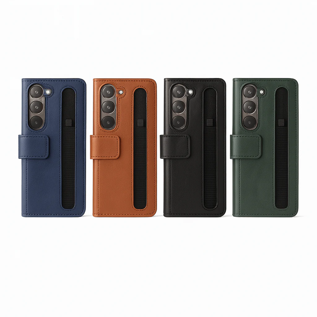 UrbanGrip Leather Folio Hand‑Strap Case