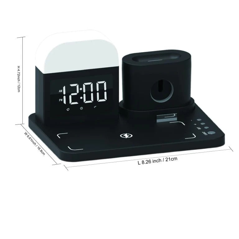 5-in-1 Wireless Charging Station with Night Light &amp; Alarm